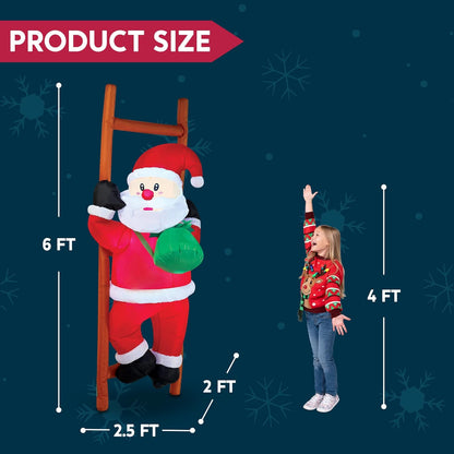 6 FT Christmas Inflatable Climbing Santa Decorations with Build-in LEDs