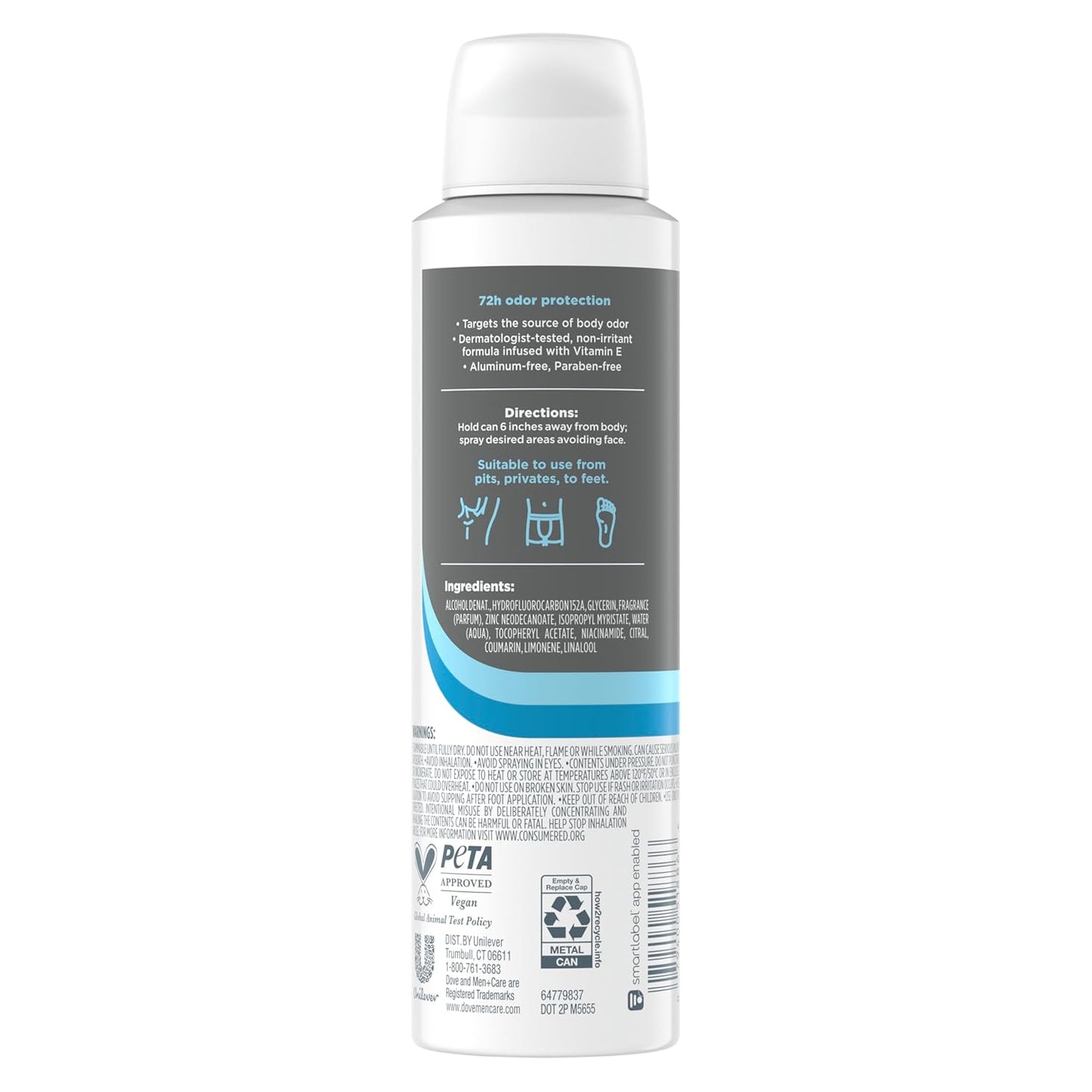 DOVE MEN Whole Body Deodorant Marine + Blue Cypress For 72H Odor Protection - 4 oz (2CT)