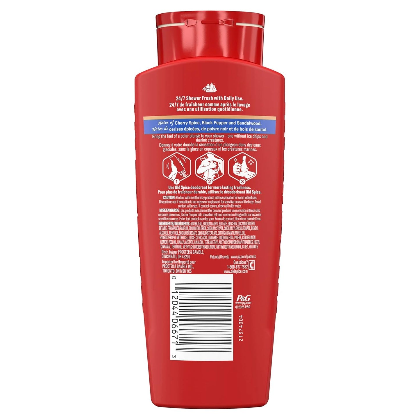 Old Spice Body Wash for Men, 24/7 Shower Fresh & Clean with Daily Use, Lasting Signature Scent - Cold Spice with Cool Mint Scent, 24 oz (Pack of 2)
