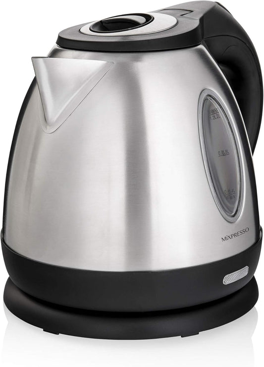 Mixpresso 1.2L Roesvrye Staal Klein Elektriese Ketel, Koordlose 1500w Vinnige Kookpot, Draagbare Warmwater Elektriese Teeketel Met Droogkookbeskerming & Outomatiese Afskakeling