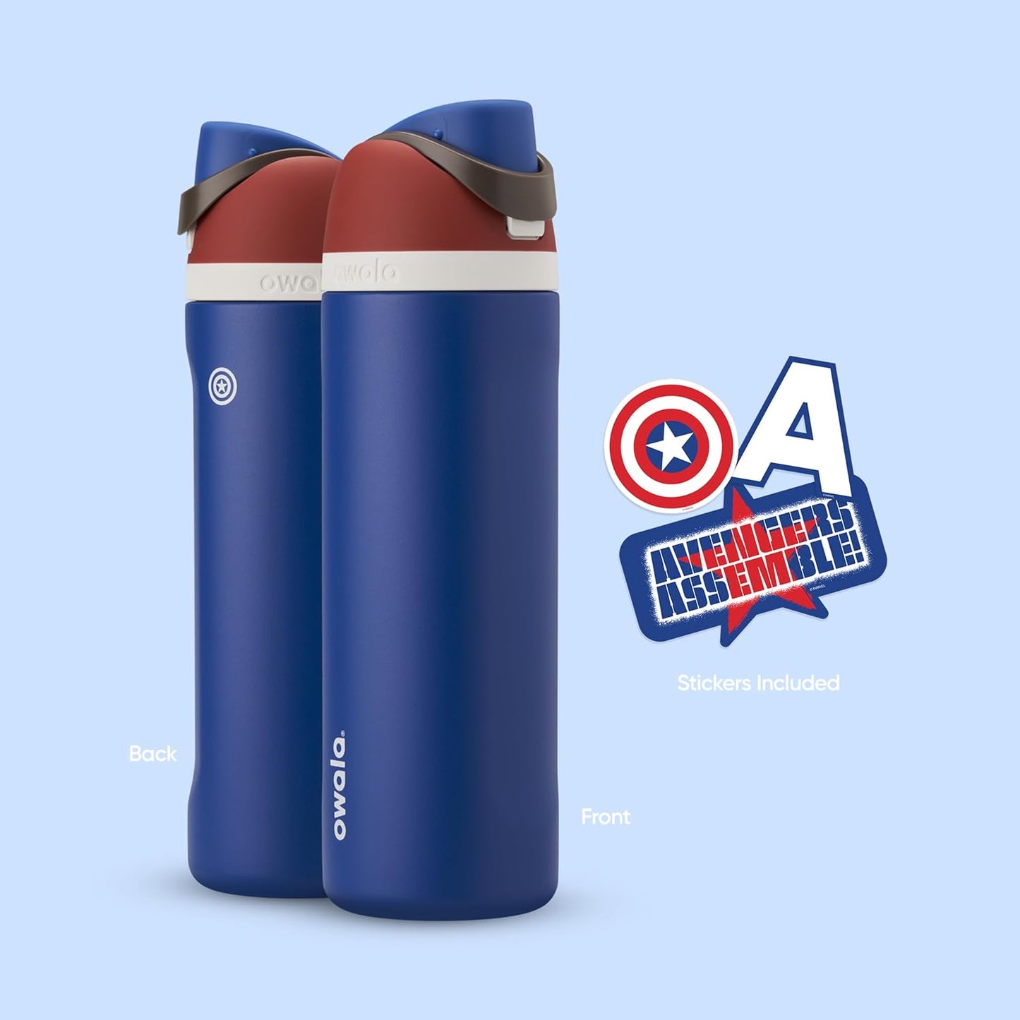 FreeSip Insulated Stainless Steel Water Bottle w/ Straw BPA-Free 24 oz - Marvel Captain America