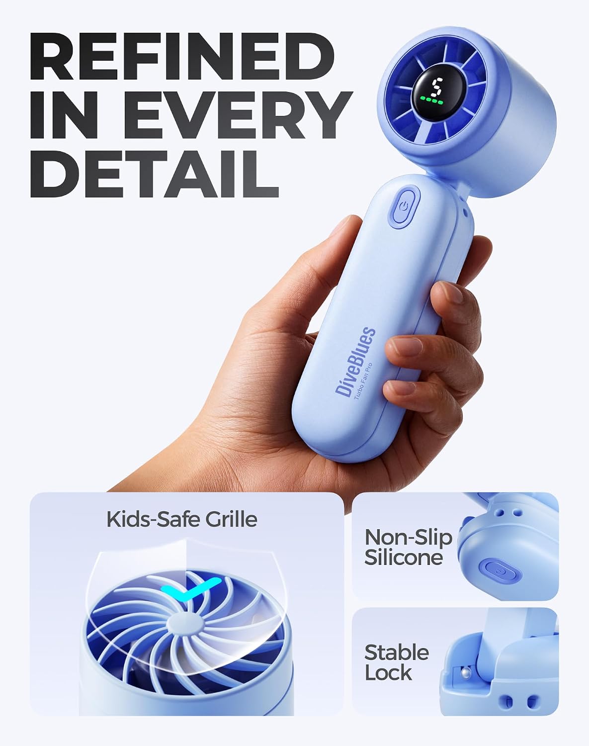 Mini Handheld Turbowaaier 4000mAh 3-in-1 Draagbaar - Blou