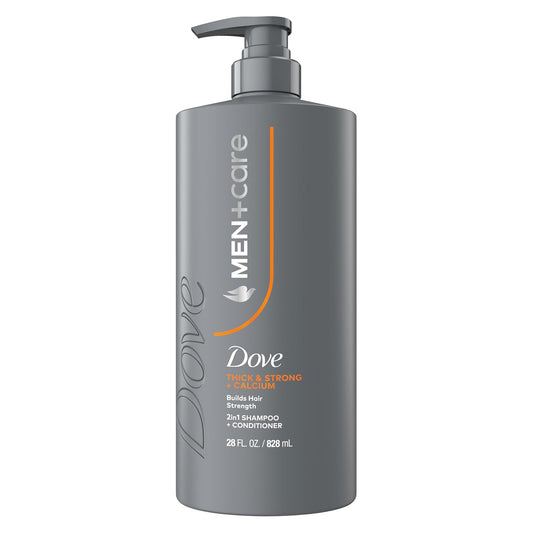 DOVE MEN + CARE Shampoo Thick & Strong, Builds Hair Strength, w/ Calcium 28 Fl oz - (2 CT)