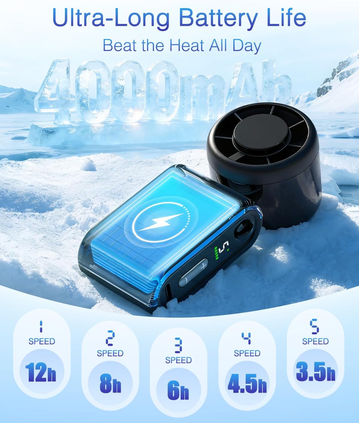 Mini Draagbare Handheld Turbo Fan 5-Spoed Herlaaibaar - Swart