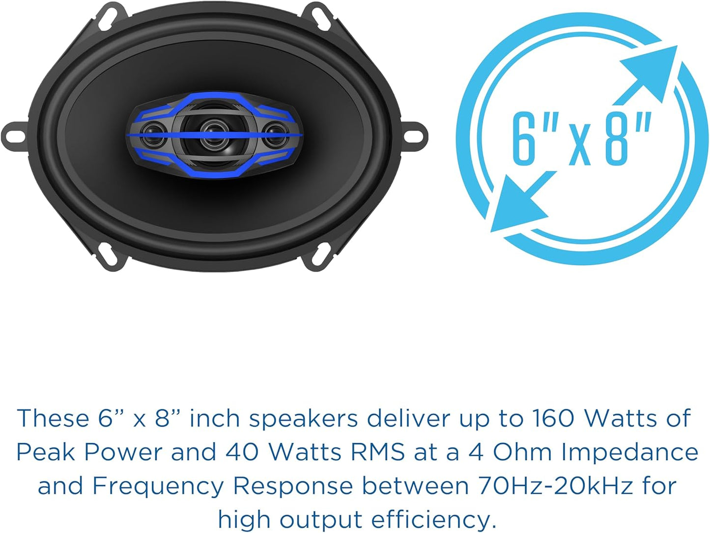 JS-Series JS6804 High Performance 4-Way 5x7/6x8 inch Car Audio Speakers 320 Watts Peak Power - PAIR