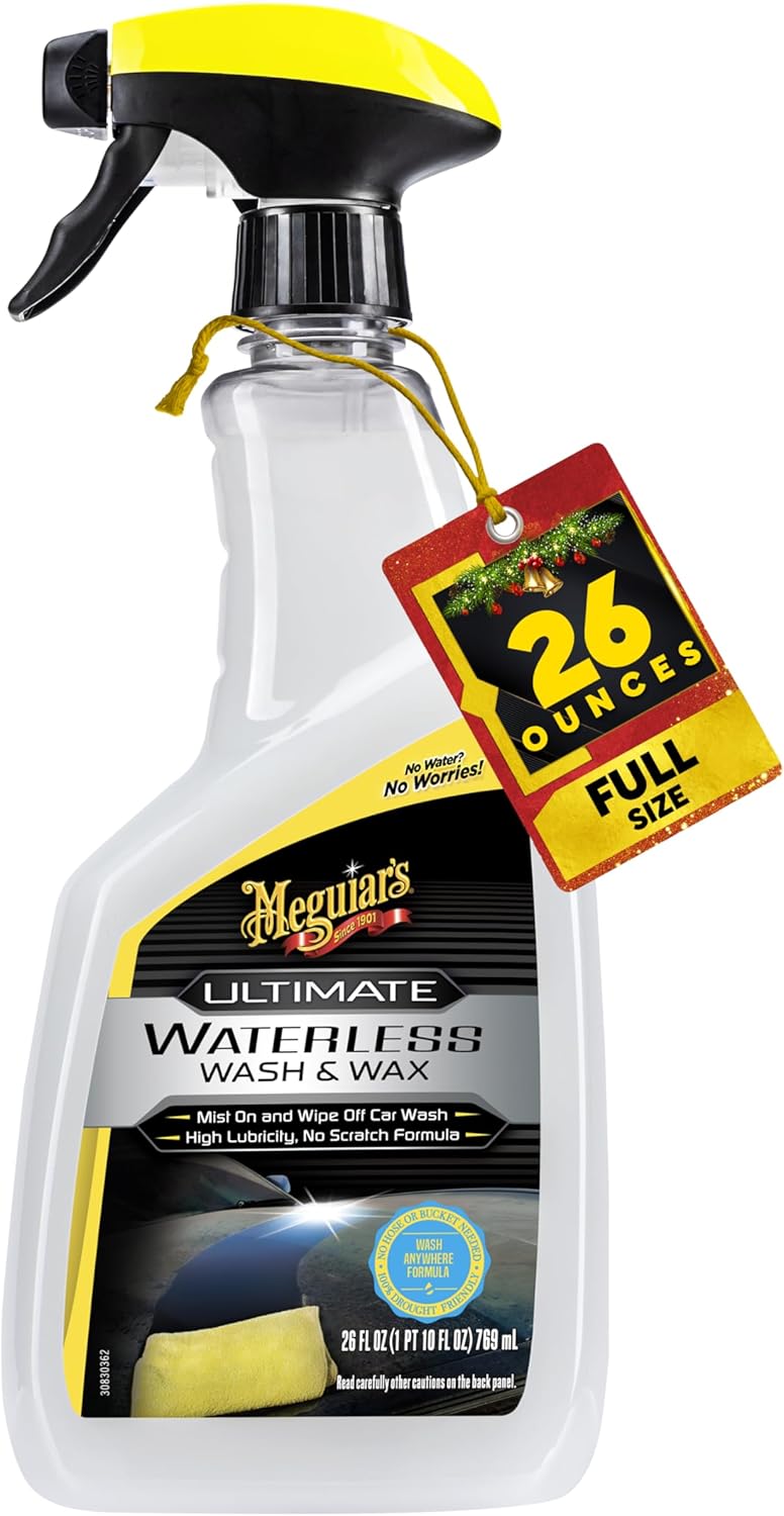 Meguiar's Ultimate Waterless Wash & Wax, Krasvrye Skoonmaaksproei 2-in-1 Detailer vir Glans (26 Oz)