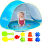 Beach Tent with Beach Sand Toys Pop Up Portable Shade Pool UPF50+ UV Protection Sun Shelter for Infant with Easy Set Up Canopy (Blue with Toys)