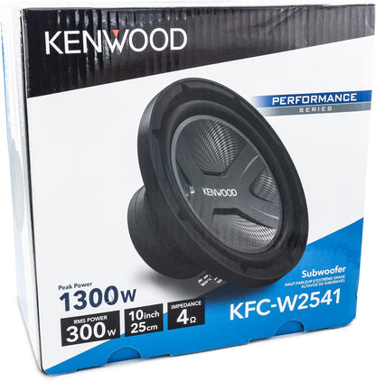 Kenwood KFC-W2541-motorsubwoofer - 1300 Watt maksimum krag, 10 duim, enkel 4 Ohm-stemspoel, word individueel verkoop