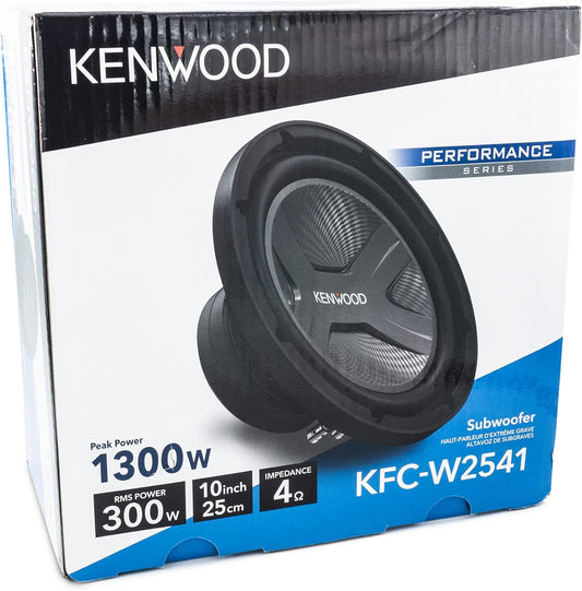 Kenwood KFC-W2541-motorsubwoofer - 1300 Watt maksimum krag, 10 duim, enkel 4 Ohm-stemspoel, word individueel verkoop