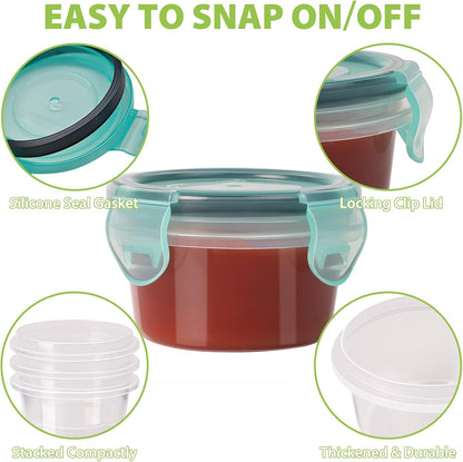 Freshmage Slaaisoushouer om saam te neem, [6 pak] 2.7 oz Klein Kondimenthouers met Lekvrye Deksel vir Etes Onderweg, Herbruikbare Soushouers BPA-vry