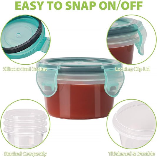Freshmage Slaaisoushouer om saam te neem, [6 pak] 2.7 oz Klein Kondimenthouers met Lekvrye Deksel vir Etes Onderweg, Herbruikbare Soushouers BPA-vry