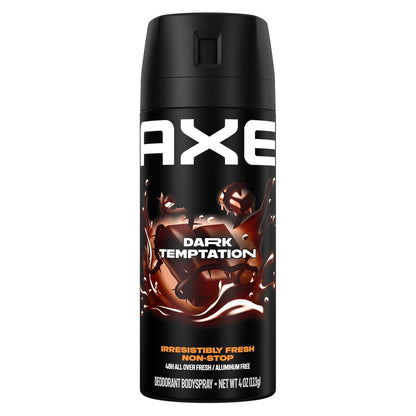 AXE Body Spray Deodorant Dark Temptation for Long Lasting Odor Protection Deodorant for Men Formulated Without Aluminum - 4.0 oz (Pack of 2)