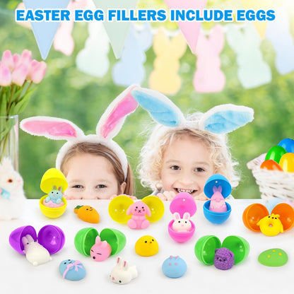 Easter Basket Essentials for Kids, 36 PCS Mochi Squishy W/ 36 Plastic Eggs
