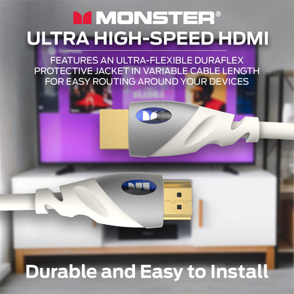 Monster HDMI-kabel 4k Ultra HD met Ethernet - Korrosiebestande 24k Roosegoud-kontakte en V-Grip-aansluiting - HDMI-kabel vir PS3 en rekenaarmonitor - 4 VT