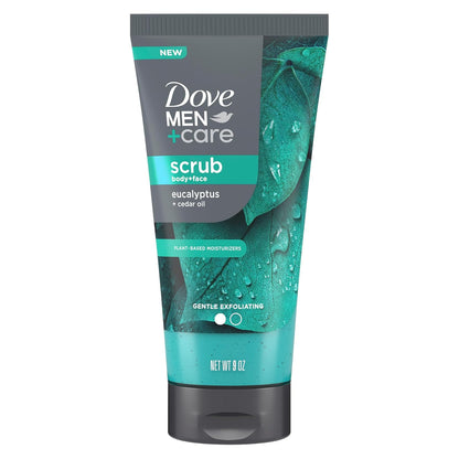 DOVE MEN Body and Face Scrub Eucalyptus Deeply Exfoliates for Hydrated & Nourished Skin No Sulfate or Parabens (2CT)