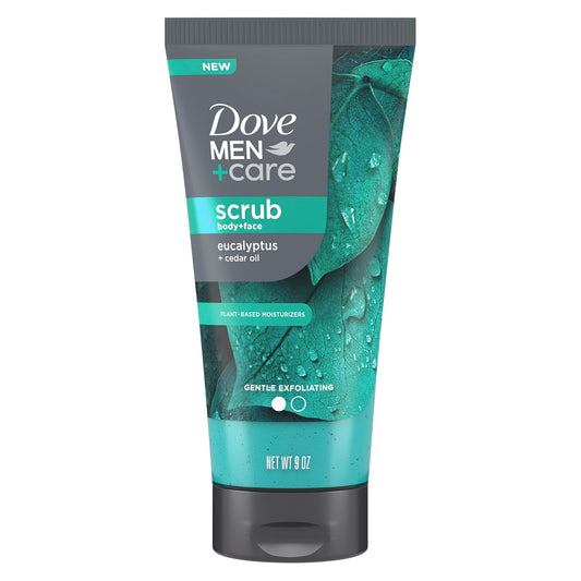 DOVE MEN Body and Face Scrub Eucalyptus Deeply Exfoliates for Hydrated & Nourished Skin No Sulfate or Parabens (2CT)