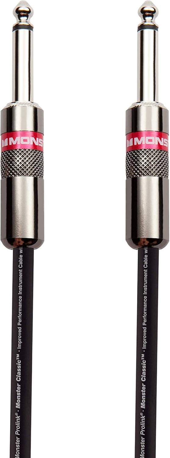 Monster Prolink Classic Instrument Guitar Cable - 3 ft Straight-to-Straight Instrument Cable. All Metal & Duraflex Outer Jacket. 90% Copper Braided Shield Monster Instrument Cable
