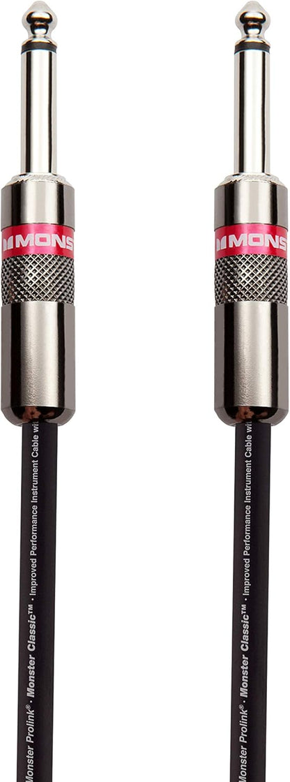 Monster Prolink Classic Instrument Guitar Cable - 3 ft Straight-to-Straight Instrument Cable. All Metal & Duraflex Outer Jacket. 90% Copper Braided Shield Monster Instrument Cable