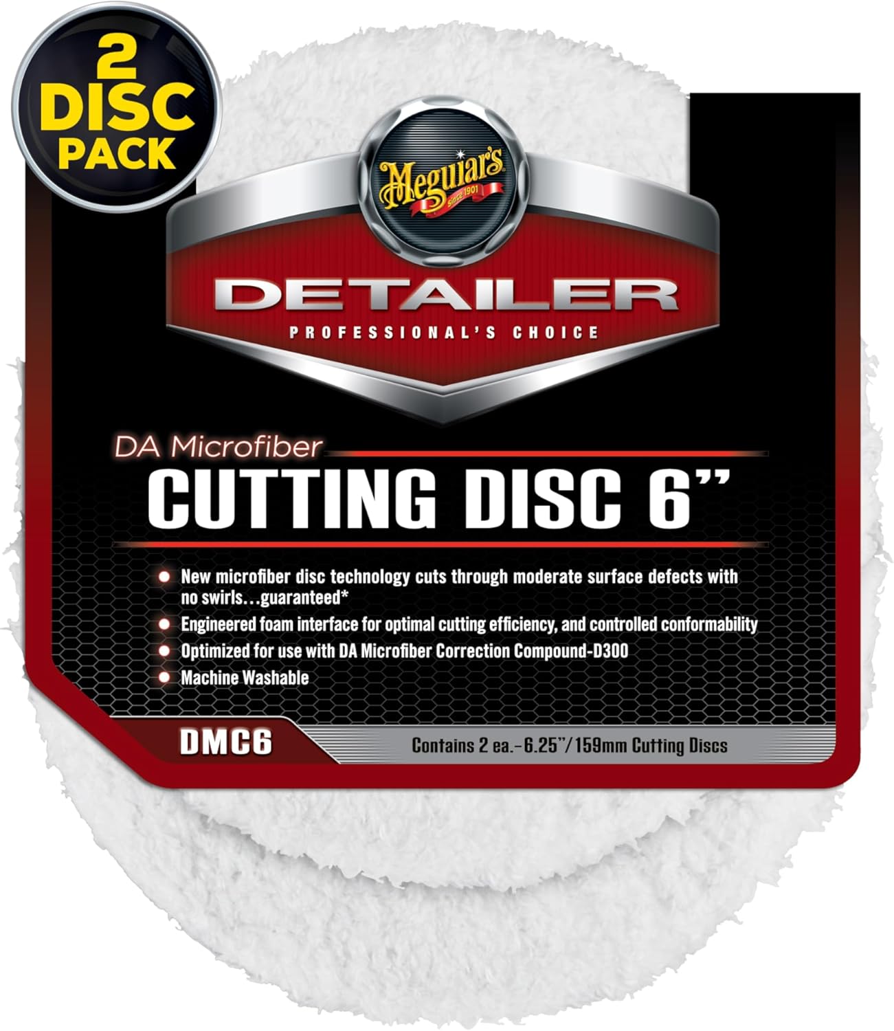 Meguiar's DA 6” Mikrovesel Sny Skyfblokke Versoenbaar met 'n DA Poleerder vir Kar Detailering (2 Pak)