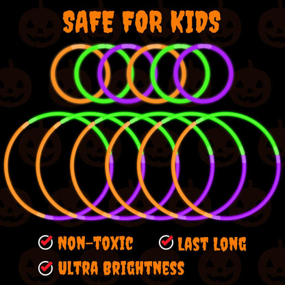 72-300 PCS Halloween Glow Sticks for Kids, Light Up Party Favors Toys Gifts