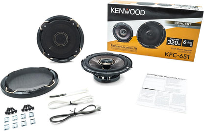 Kenwood KFC-651 Concert Series Motorklankluidsprekers (Paar) - 6.5" 2-rigtingluidsprekers, 320W (100 RMS), 4-Ohm Impedansie, Polipropileen-woofer & Gebalanseerde Koepelhoëtone