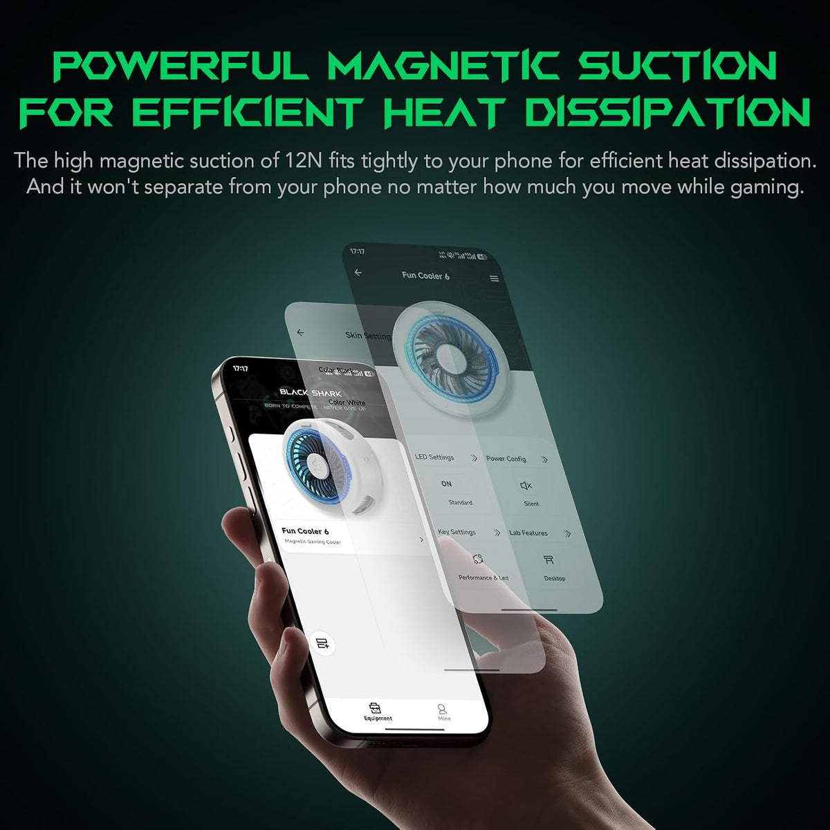 Magnetic Cell Phone Cooler for Gaming, Portable Mobile Phone Cooling Fan with RGB Light, App-Controlled Cellphone Radiator for iPhone Magnetic Series/iPad (White)