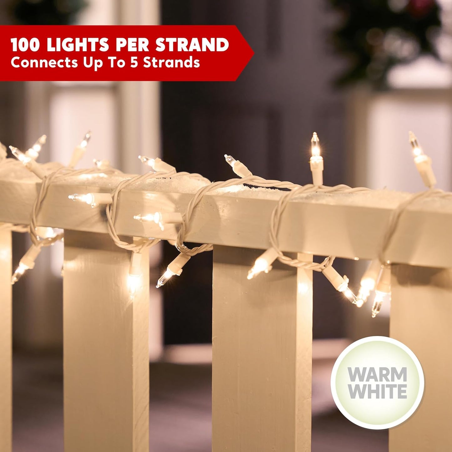 Guirlande lumineuse de Noël 200 micro LED blanc chaud, 13 m, décoration lumineuse - Câble blanc