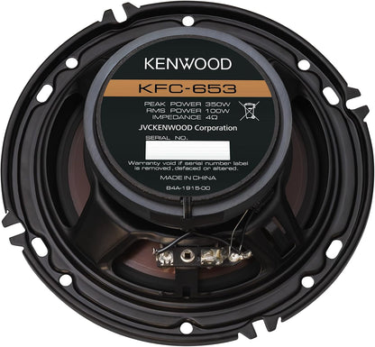 Kenwood KFC-653 6-1/2" 2-rigting Konsertreeksmotorluidsprekers – 320W Piekrag, Polipropileenwooferkeël, Gebalanseerde Domediskuither, Akustiese Klankharmoniseerder