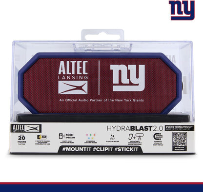 Altec Lansing - Draagbare Bluetooth-luidspreker HYDRABLAST 2.0, Waterdig IP67, 20W Uitsetkrag, Magnetiese Bluetooth-luidspreker (New York Giants)