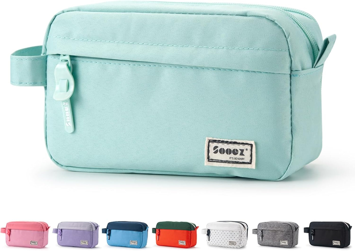 Original High Capacity Pencil Case, Big Pencil Bag Pouch Box Organizer Pen Case, Portable Journaling Supplies with Easy Grip Handle & Loop, Aesthetic Supply for Girls Adults, Mint Green
