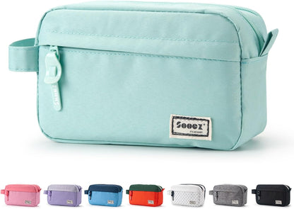 Original High Capacity Pencil Case, Big Pencil Bag Pouch Box Organizer Pen Case, Portable Journaling Supplies with Easy Grip Handle & Loop, Aesthetic Supply for Girls Adults, Mint Green