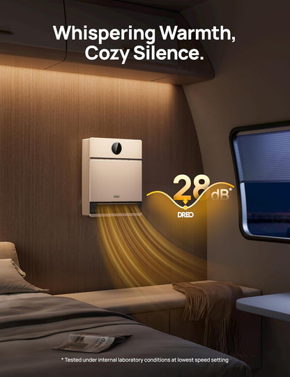 Slim Muurverwarmer, IP24 Elektriese PTC vir Binnenshuise Gebruik, 30° Ossillasie, Verstelbare Termostaat, Afstandsbeheer, Werk met Alexa, 24H-tydhouer, Maklik om te monteer - Wit
