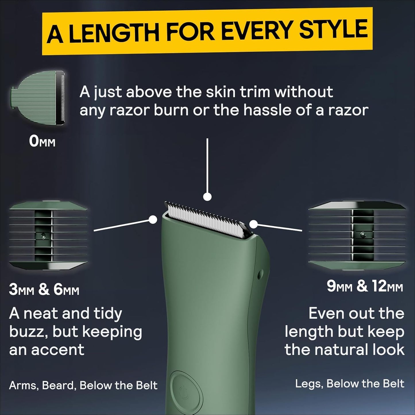 MERIDIAN Body Hair Trimmer for Men Balls, Bikini Trimmer and Hard Case - Sage