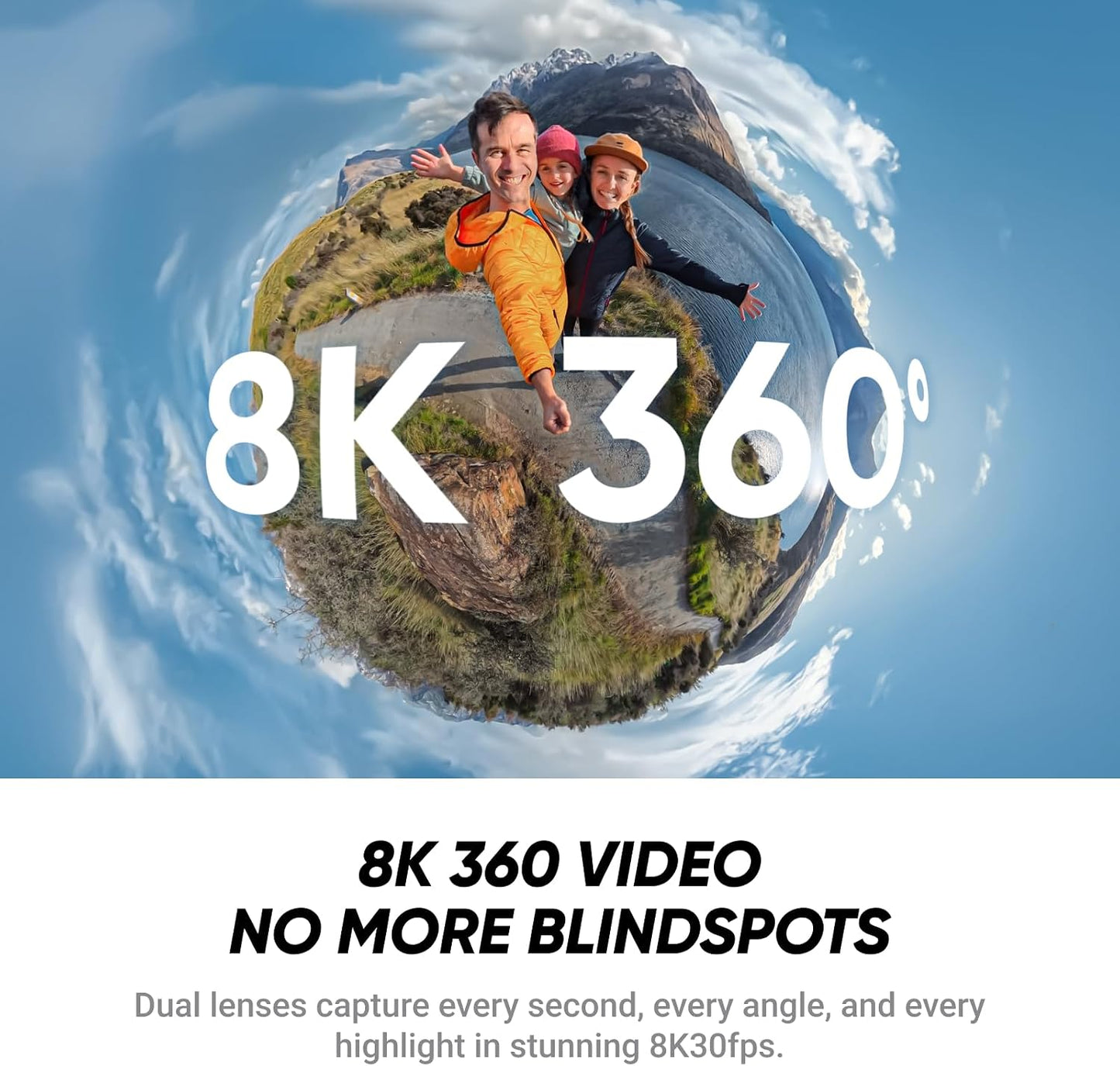 Insta360 X4 Air - Lightweight 165g 8K 360 Camera, Invisible Selfie Stick Effect, Replaceable Lenses, Shoot First & Frame Later, Built-in Wind Guard, FlowState Stabilization, AI-Powered App