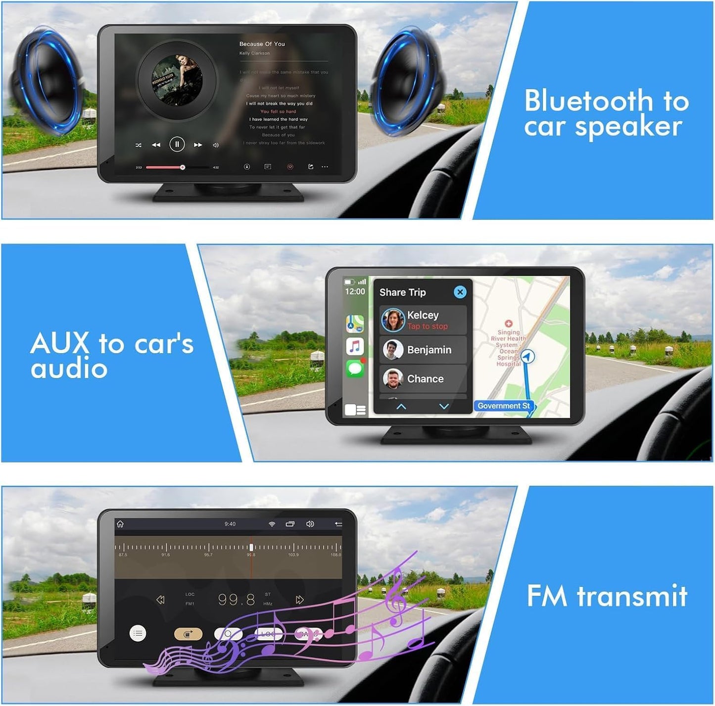 Double Din HD 7" Multimedia Player  Wireless Touchscreen Car Stereo Car Play & Android Auto, GPS, Voice Control, Mirror Link, Bluetooth Hands-Free