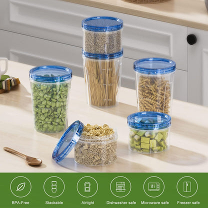 Herbruikbare Sophouer met Lugdigte Draaideksel, Veelsydige BPA-vrye Plasiekhouers vir Roomys, Middagete, Oorskietkos, Mikrogolf-, Skottelgoedwasser- en Vrieskaskluis [6 Pak-946 ml]
