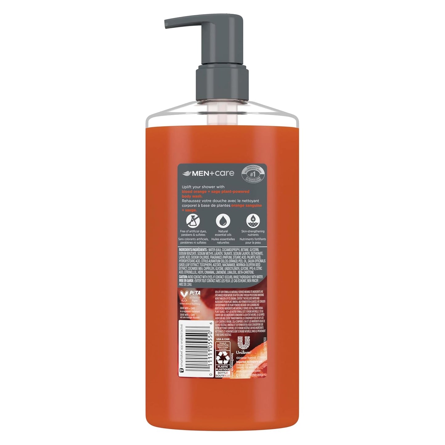 DOVE MEN CARE Body Wash with Plant-Based Cleansers and Moisturizers (26 fl oz) - Bood Orange +Sage (2PK)