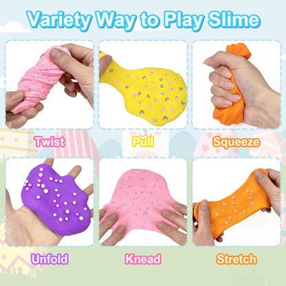 Bulk Easter Slime Party Favors 8 PCS, Easter Basket Stuffers for Kids 8-12