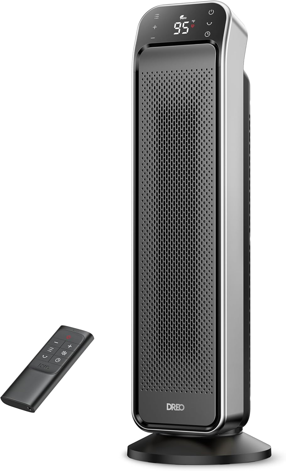 Verwarmer vir Binnenshuis, 25" 11.5vt/s Vinnige Draagbare Verwarmer met Afstandbeheer en Termostaat, 3 Modes vir Binnenshuise Gebruik Groot Vertrek - Silwer