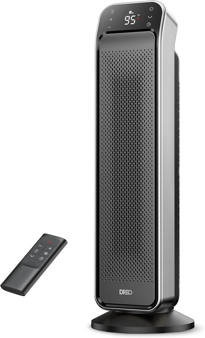 Verwarmer vir Binnenshuis, 25" 11.5vt/s Vinnige Draagbare Verwarmer met Afstandbeheer en Termostaat, 3 Modes vir Binnenshuise Gebruik Groot Vertrek - Silwer