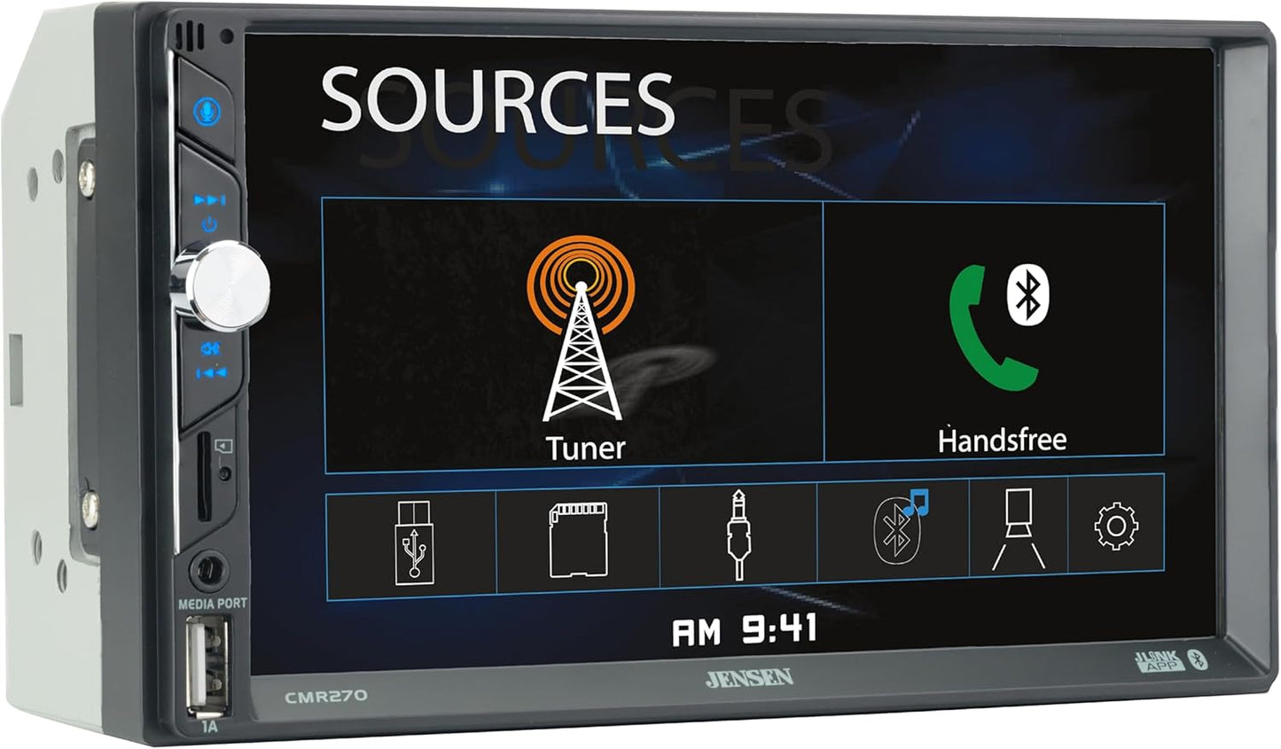 CMR270 7-inch LED Digital Media Touch Screen Double DIN Car Stereo Radio, Backup Camera Input  Bluetooth - No CD/DVD