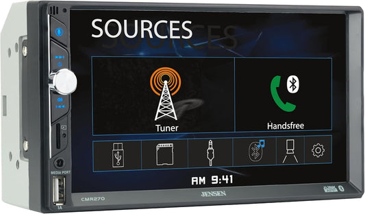 CMR270 7-inch LED Digital Media Touch Screen Double DIN Car Stereo Radio, Backup Camera Input  Bluetooth - No CD/DVD