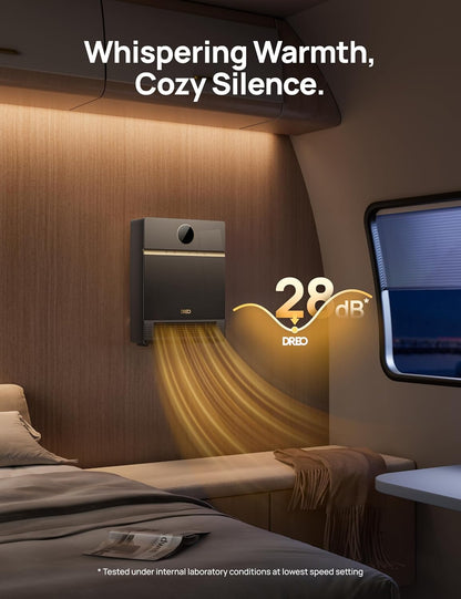Slim Muurverwarmer, IP24 Elektriese PTC vir Binnegebruik, 30° Ossillasie, Verstelbare Termostaat, Afstandsbediening, Werk met Alexa, 24H Tydhouer, Maklik om te Monteer - Swart