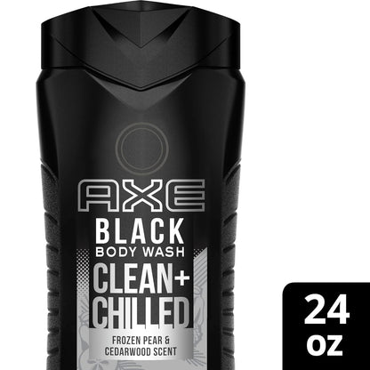AXE Body Wash 12h Refreshing Scent Cleanser Black Frozen Pear and Cedarwood Men's Body Wash - 100% Plant-Based Moisturizers (16 oz)