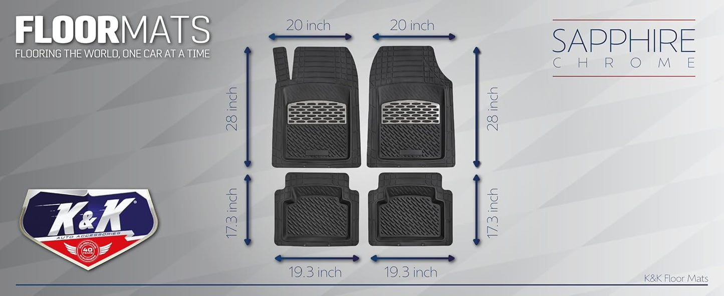 3D Car Floor Mat Thick Heavy Duty Durable Universal - Sapphire Carbon Deep Dish for Cars SUVs Minivan Truck
