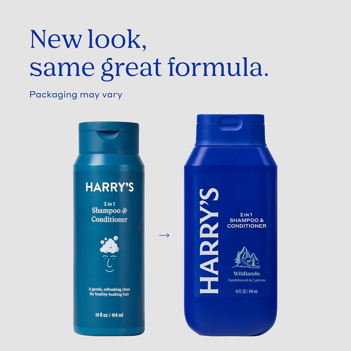 Men's 2 in 1 Shampoo and Conditioner for All Hair Types - New Wildlands Scent No Parabens or Sulfates (3 Pack) 14 fl oz