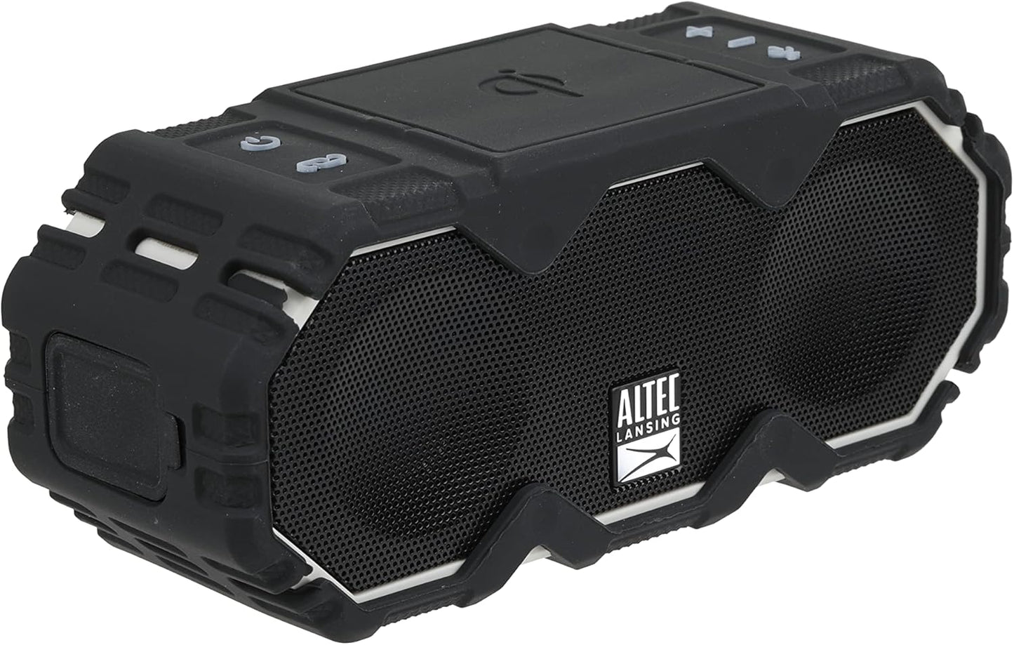 Altec Lansing Mini LifeJacket Jolt Bluetooth-luidspreker met Qi, draadloos, waterdig, draagbaar, luidsprekers, harde volume, sterkte bas, ryk stereostelsel, mikrofoon, 16 uur battery, 30 m reikafstand, grys