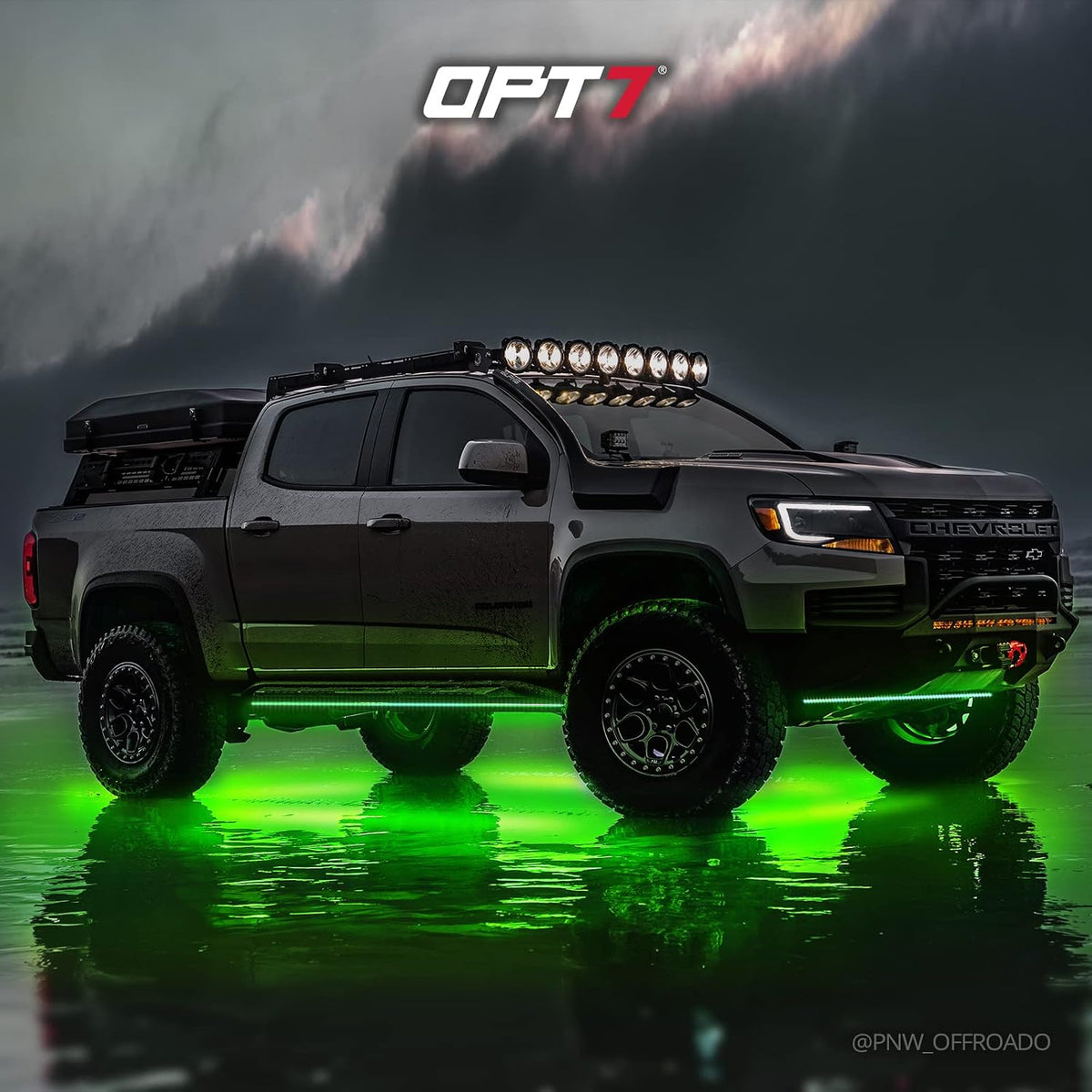 Aura Pro RGB Aluminum Truck Underglow Kit w/ App & Remote Control Waterproof 1-Piece Rigid Bars, 4PC Multicolor Music Sync Lighting, Exterior.