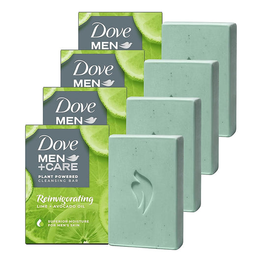 DOVE MEN Plant-Powered Natural Essential Oil 4-in-1 Bar Soap for Men's Body, Hair, Face and Shave (4PK)