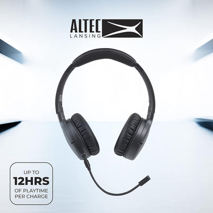 Altec Lansing Nanophones ANC Bluetooth Draadlose Aktiewe Geraasdempende Oorfone Op-Oorfone 12 Uur Batterylewe, Opvoubare Oorkoppies, Verwyderbare Mikrofoon vir Werk en Leer van die Huis af (Grys)